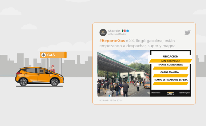 Captura de pantalla de Twitter sobre la campaña "The Electric Helper" para Chevrolet.